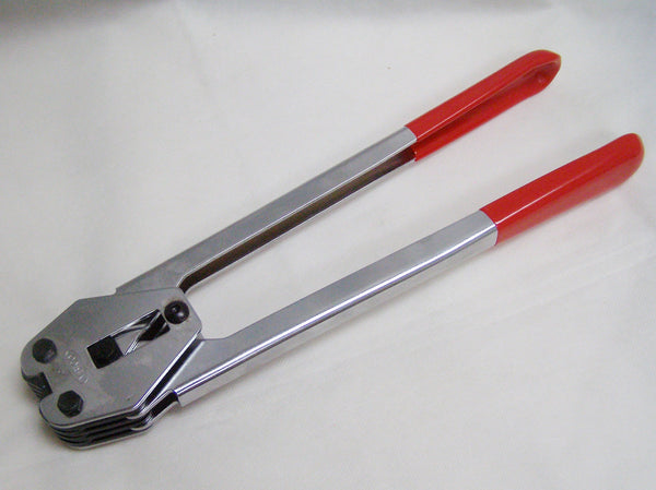 crimping tool for seal for poly strapping or banding