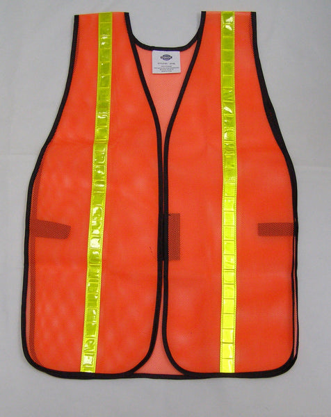 orange mesh safety vest with reflective stripe