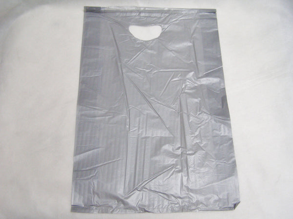 silver color plastic merchandise/shopping bag