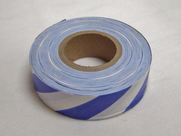 blue & white stripe surveyors tape