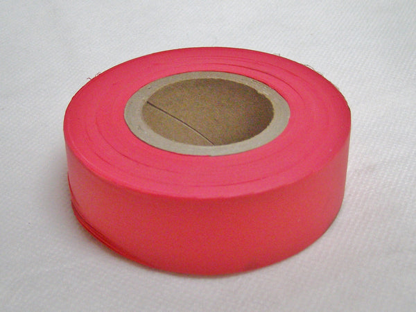 Fluorescent red surveyors tape