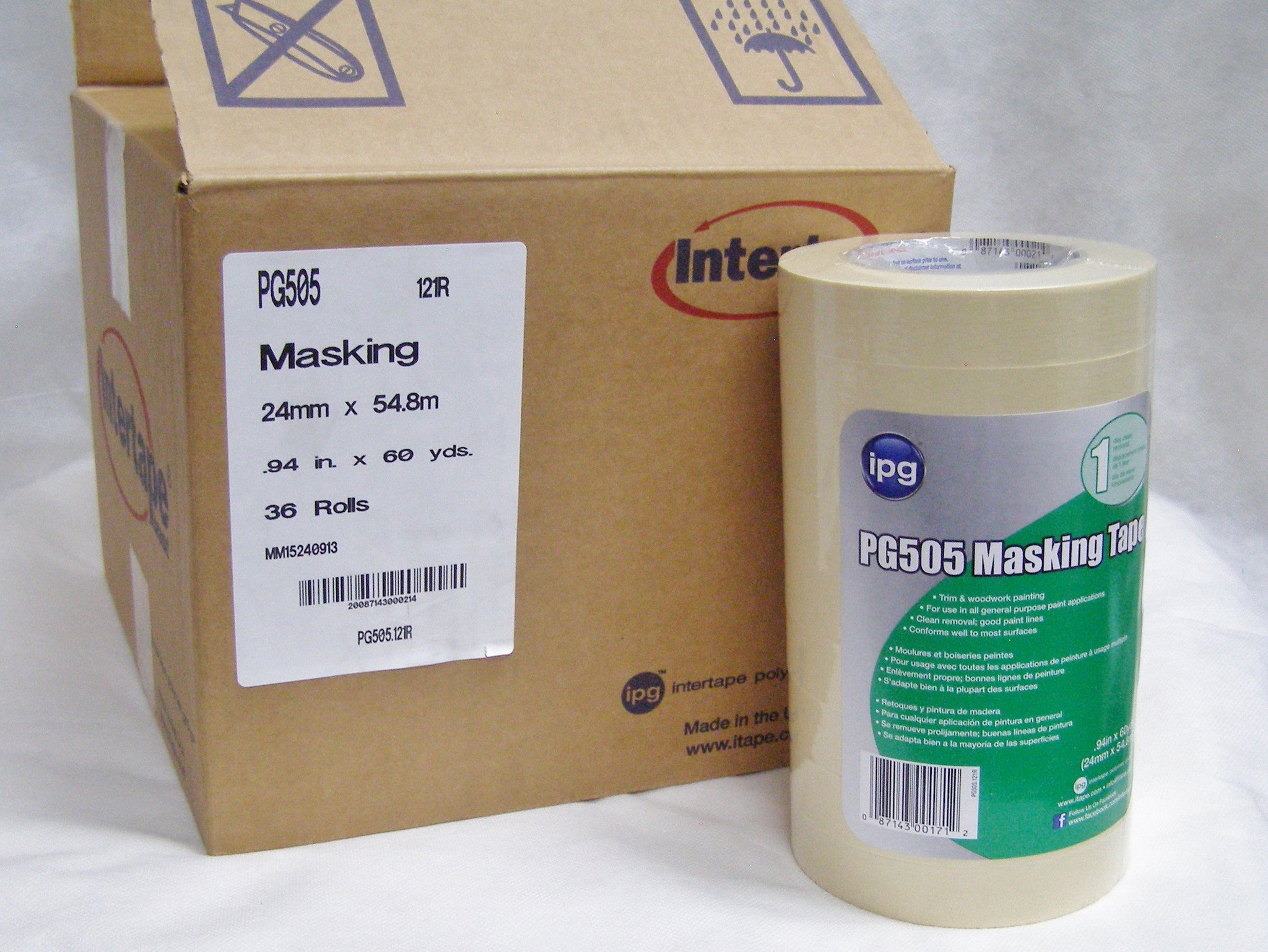 Intertape Polymer Group Pg-5 48mm X 55yd Premium Pro Grade Masking Tape Bulk,  Case Of 24