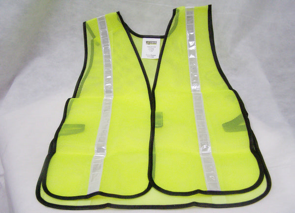 lime green safety vest with reflective stripe