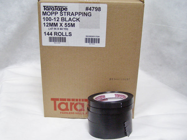 case of black poly strapping tape